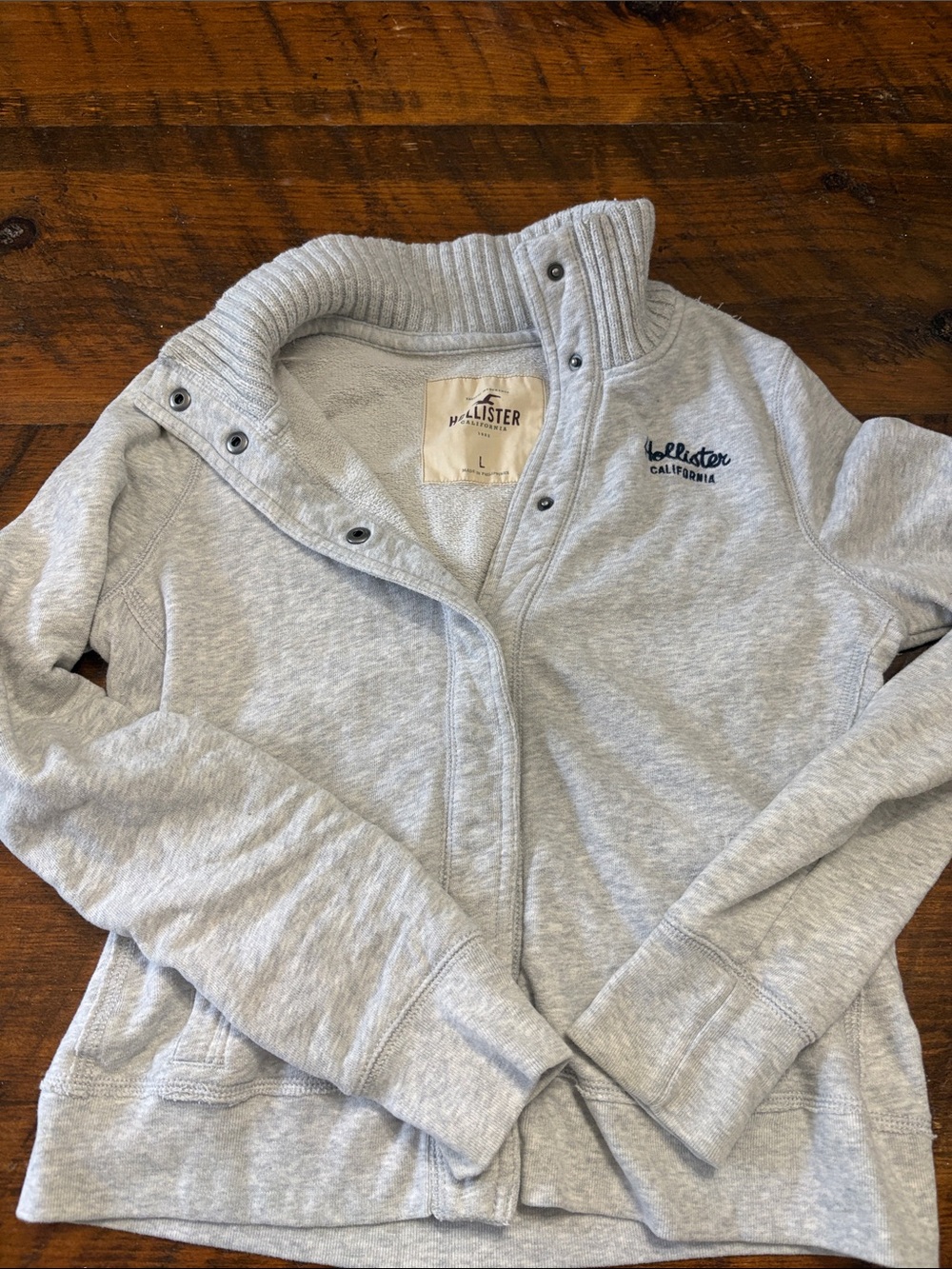 Hollister Kids Heather Gray Snap-Front Zip Jacket
